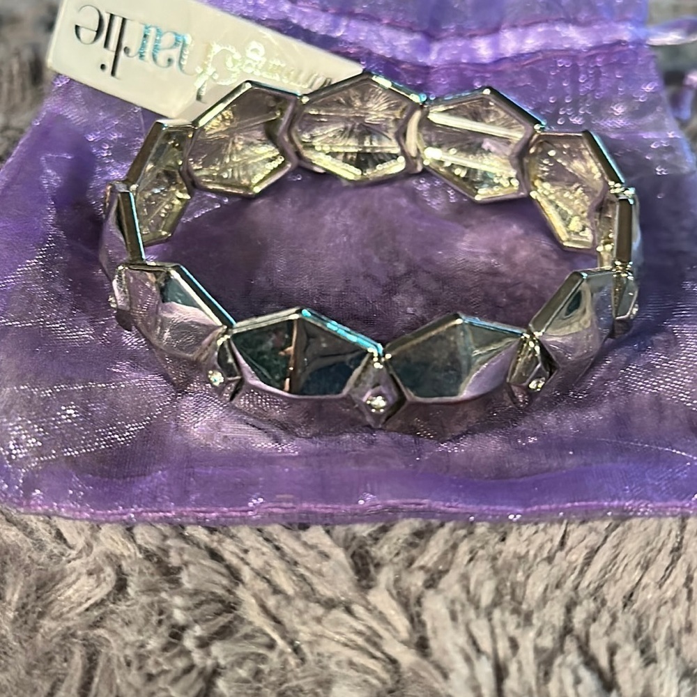 Charming Charlie Silver Stretch Bracelet in Gift Bag